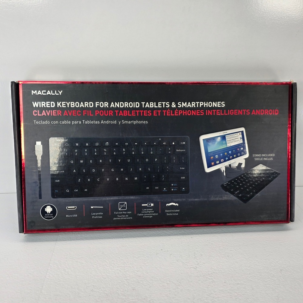 Macally WKEYAND Wired Keyboard for Android Tablets Smartphones Micro USB Black